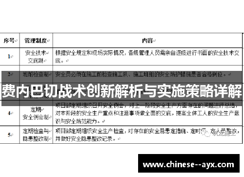 费内巴切战术创新解析与实施策略详解