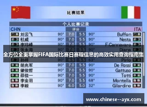 全方位全面掌握FIFA国际比赛日赛程信息的高效实用查询指南集